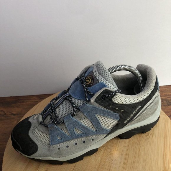Scarpa Womens Size 8.5 - 9 Gray Blue Hiking Climbing Suede Sneaker Shoes Vibram - Picture 7 of 11